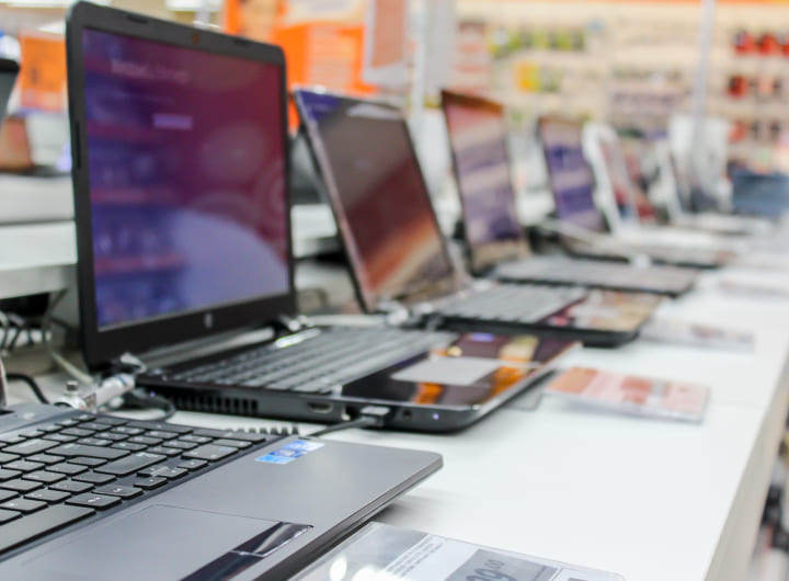 Laptops on display in the Digi Link store, Dubai